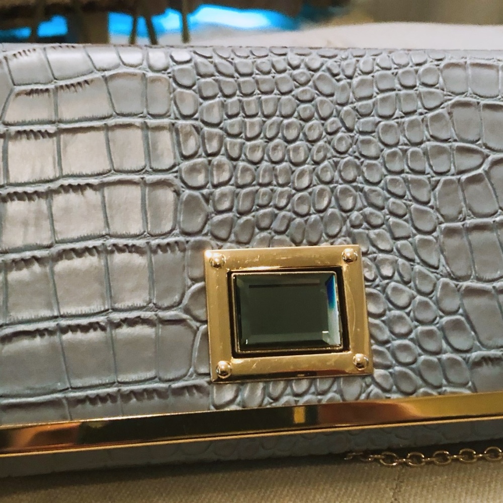Blue "crocodile" clutch